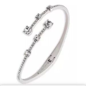 Givenchy Crystal Pavé Bypass Bangle Bracelet Gold Tone Sparkly Designer Jewelry